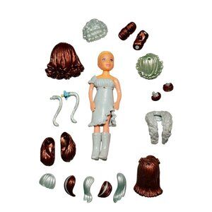 Vtg Polly Pocket Pop N' Style Wig Hair Set 22pc 3.5 Mini Doll Playset P23